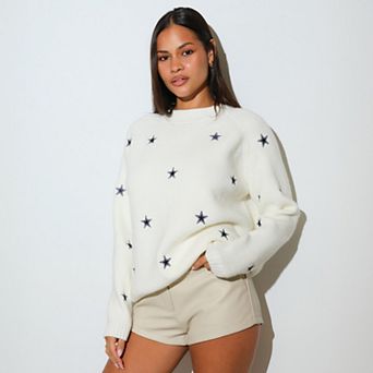 Women's KadyLuxe Cream Dallas Cowboys Mini Icon Sweater