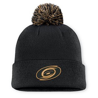 Men's Fanatics Black Carolina Hurricanes Military Appreciation Authentic Pro Cuffed Knit Hat with Pom