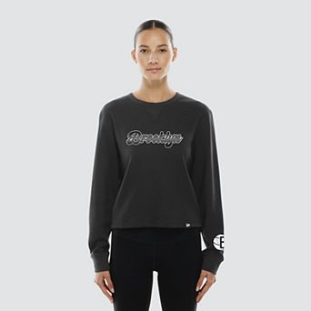 Women's New Era Black Brooklyn Nets Micro Thermal Long Sleeve T-Shirt