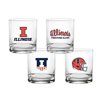 Indigo Falls Illinois Fighting Illini Core 4-Pack Collectors Rocks Glass Set