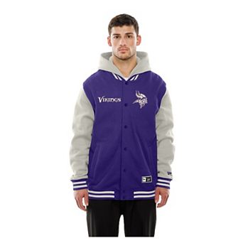 Men's New Era Purple/Gray Minnesota Vikings Full-Snap Fleece Hooded Jacket