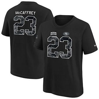 Youth Nike Christian McCaffrey Black San Francisco 49ers 2026 Salute to Service Name & Number T-Shirt
