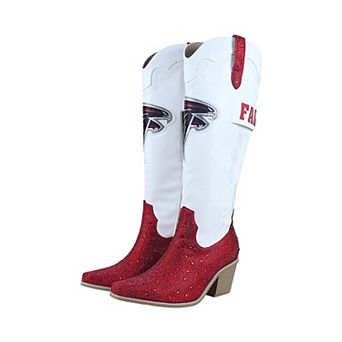 Women's FABGATING by Cuce White Atlanta Falcons Crystal Cowboy Boots