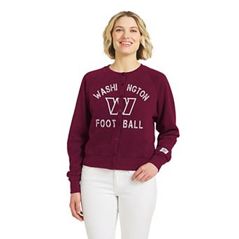 Women's WEAR by Erin Andrews Burgundy Washington Commanders Heathered Crew Cardigan Sweater