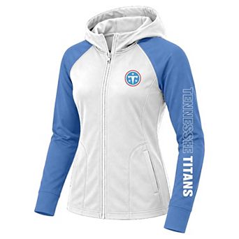 Women's Fanatics White Tennessee Titans Plus Size Cornerback Blitz Full-Zip Hoodie