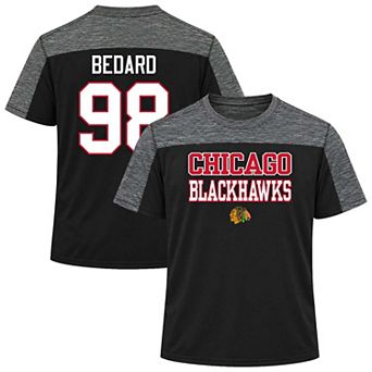 Men's Fanatics Connor Bedard Black Chicago Blackhawks Big & Tall Name & Number Colorblocked T-Shirt