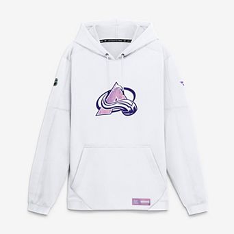 Men's Fanatics White Colorado Avalanche Authentic Pro Hockey Fights Cancer Rink Fleece Hoodie
