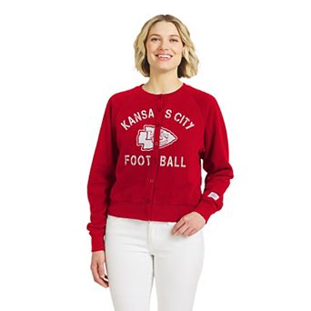 Women's WEAR by Erin Andrews Red Kansas City Chiefs Heathered Crew Cardigan Sweater