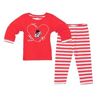 Girls Toddler Wes & Willy Red Georgia Bulldogs 2 pc Long Sleeve Top and Pants Set