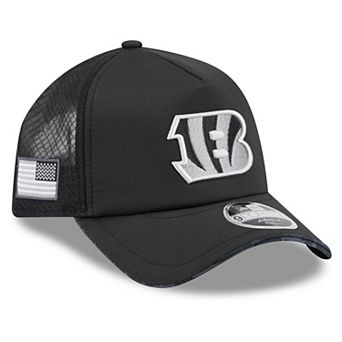 Men's New Era Black Cincinnati Bengals 2026 Salute To Service Apex 9FORTY Adjustable Trucker Hat
