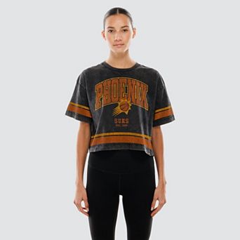 Women's New Era Black Phoenix Suns Cropped Boxy Mineral Wash T-Shirt