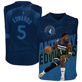 Youth Outerstuff Anthony Edwards Blue Minnesota Timberwolves Icon Play Jersey