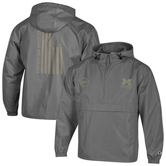 Men's Champion Graphite Michigan Wolverines OHT Flag Packable Jacket