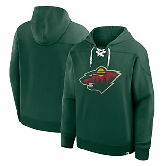 Men's Fanatics Green Minnesota Wild Fleece French Terry Pullover Hoodie