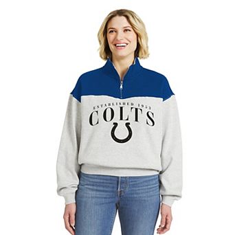 Women's WEAR by Erin Andrews Heather Gray Indianapolis Colts Colorblock Half-Zip Pullover