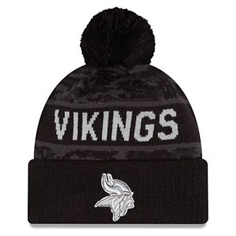 Youth New Era Black Minnesota Vikings 2026 Salute To Service Cuffed Knit Hat with Pom