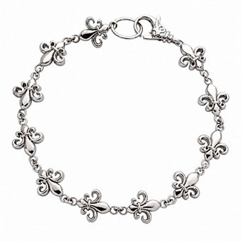 Belinda Jewelz Sterling Silver Fleur De Lis Bracelet