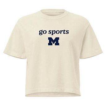 Women's Comfort Colors Cream Michigan Wolverines Go Sports Cropped T-Shirt