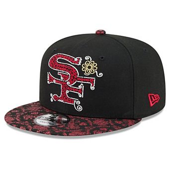 Men's New Era Black/Scarlet San Francisco 49ers Latino Heritage 9FIFTY Snapback Hat