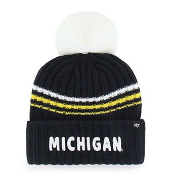 Women's '47 Navy Michigan Wolverines Seasonal Fuzzy Script Big Pom Knit Hat