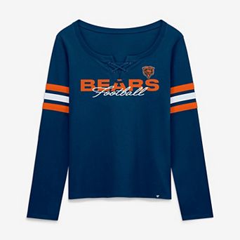 Women's Fanatics Navy Chicago Bears Team First Coverage Scheme Lace-Up Long Sleeve T-Shirt