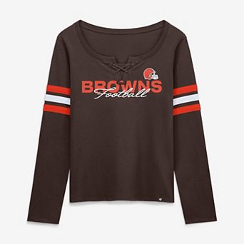 Women's Fanatics Brown Cleveland Browns Team First Coverage Scheme Lace-Up Long Sleeve T-Shirt
