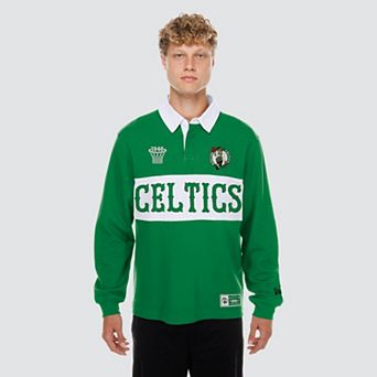 Men's New Era Kelly Green Boston Celtics Rugby Long Sleeve Polo
