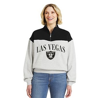 Women's WEAR by Erin Andrews Heather Gray Las Vegas Raiders Colorblock Half-Zip Pullover