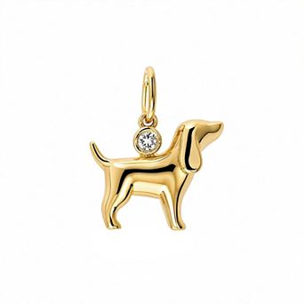 Belinda Jewelz 18k Gold Plated Vermeil Dog Pet Charm with Bezel-Set Stone