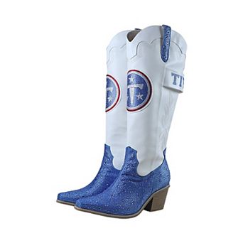 Women's FABGATING by Cuce White Tennessee Titans Crystal Cowboy Boots