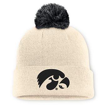 Unisex Nike Natural Iowa Hawkeyes Campus Prep Script Cuffed Knit Hat with Pom