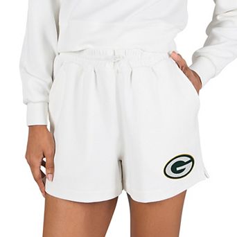 Women's Concepts Sport White Green Bay Packers Kingston Knit Lounge Short