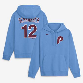Men's Nike Kyle Schwarber Light Blue Philadelphia Phillies Name & Number Club Fleece Pullover Hoodie