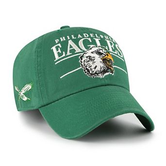 Men's '47 Kelly Green Philadelphia Eagles Throwback Graphic Clean Up Adjustable Hat