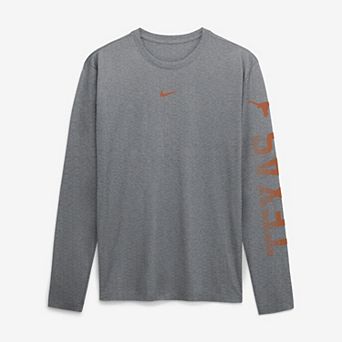 Men's Nike Gray Texas Longhorns Primetime Logo Sleeve Legend Dri-FIT Long Sleeve T-Shirt
