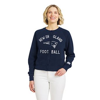 Women's WEAR by Erin Andrews Navy New England Patriots Heathered Crew Cardigan Sweater