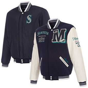 Men's JH Design Navy Seattle Mariners Reversible Varsity Jacket