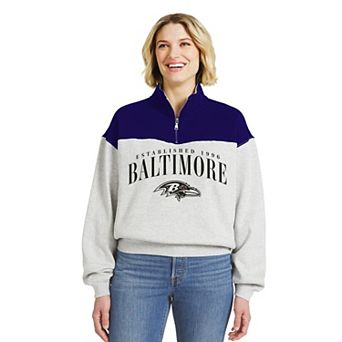 Women's WEAR by Erin Andrews Heather Gray Baltimore Ravens Colorblock Half-Zip Pullover