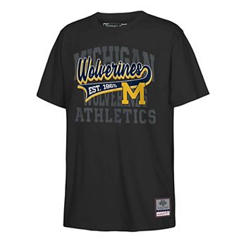 Youth Mitchell & Ness Black Michigan Wolverines Retro Sweeper T-Shirt
