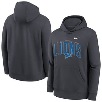Youth Nike Anthracite Detroit Lions Logo Arch Fleece Hoodie