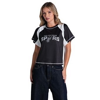 Women's The Wild Collective Black San Antonio Spurs Contrast Mesh Raglan Top