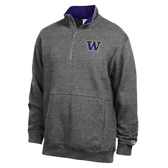 Men's Champion Charcoal Washington Huskies Fleece Quarter-Zip Pullover