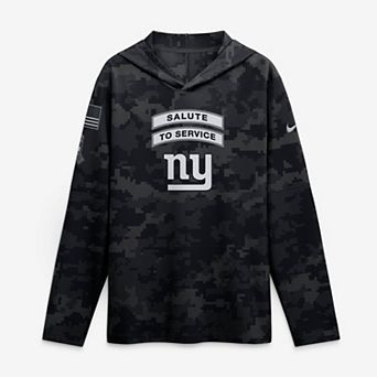 Men's Nike Black New York Giants 2026 Salute to Service Sideline Lightweight Hooded Dri-FIT Long Sleeve Top