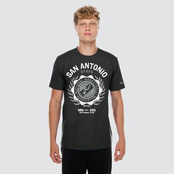 Men's New Era Black San Antonio Spurs Laurel Crest Flocking T-Shirt