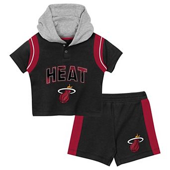 Preschool Outerstuff Black Miami Heat Get Back Short Sleeve Hoodie & Shorts Two-Pack Set
