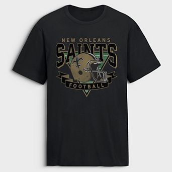 Men's Fanatics Black New Orleans Saints Old Fashion Rushing Legacy Cotton T-Shirt