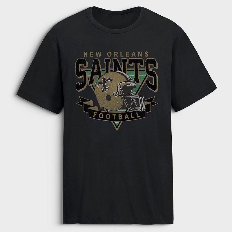 Men's Fanatics Black New Orleans Saints Old Fashion Rushing Legacy Cotton T-Shirt, Size: XL