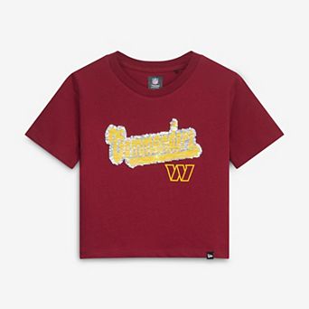 Girls Youth New Era Burgundy Washington Commanders Flip Sequin Boxy T-Shirt