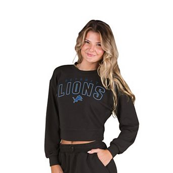 Women's Concepts Sport Black Detroit Lions Kingston Long Sleeve Lounge Cropped Top