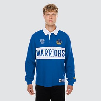 Men's New Era Royal Golden State Warriors Rugby Long Sleeve Polo